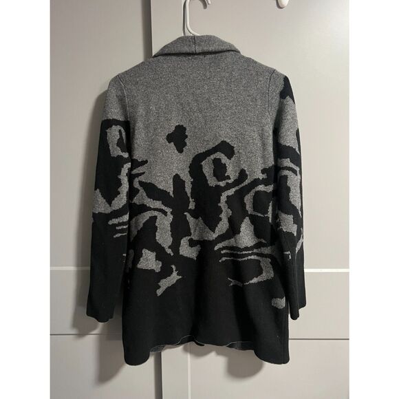 Alison Sheri Women L/S Thick Cardigan Sweater Gray/Black XS Artsy Grandpacore - Picture 2 of 5